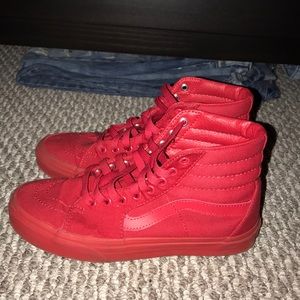 all red high top vans
